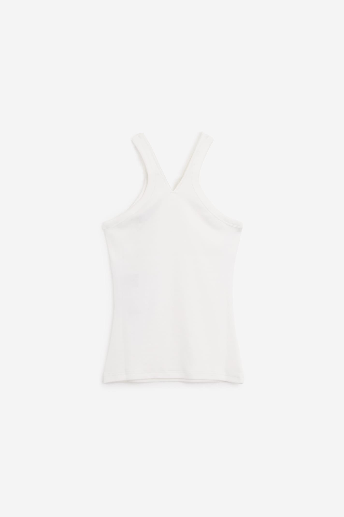 Shop Courrèges Criss Cross 90s Rib Topwear In White