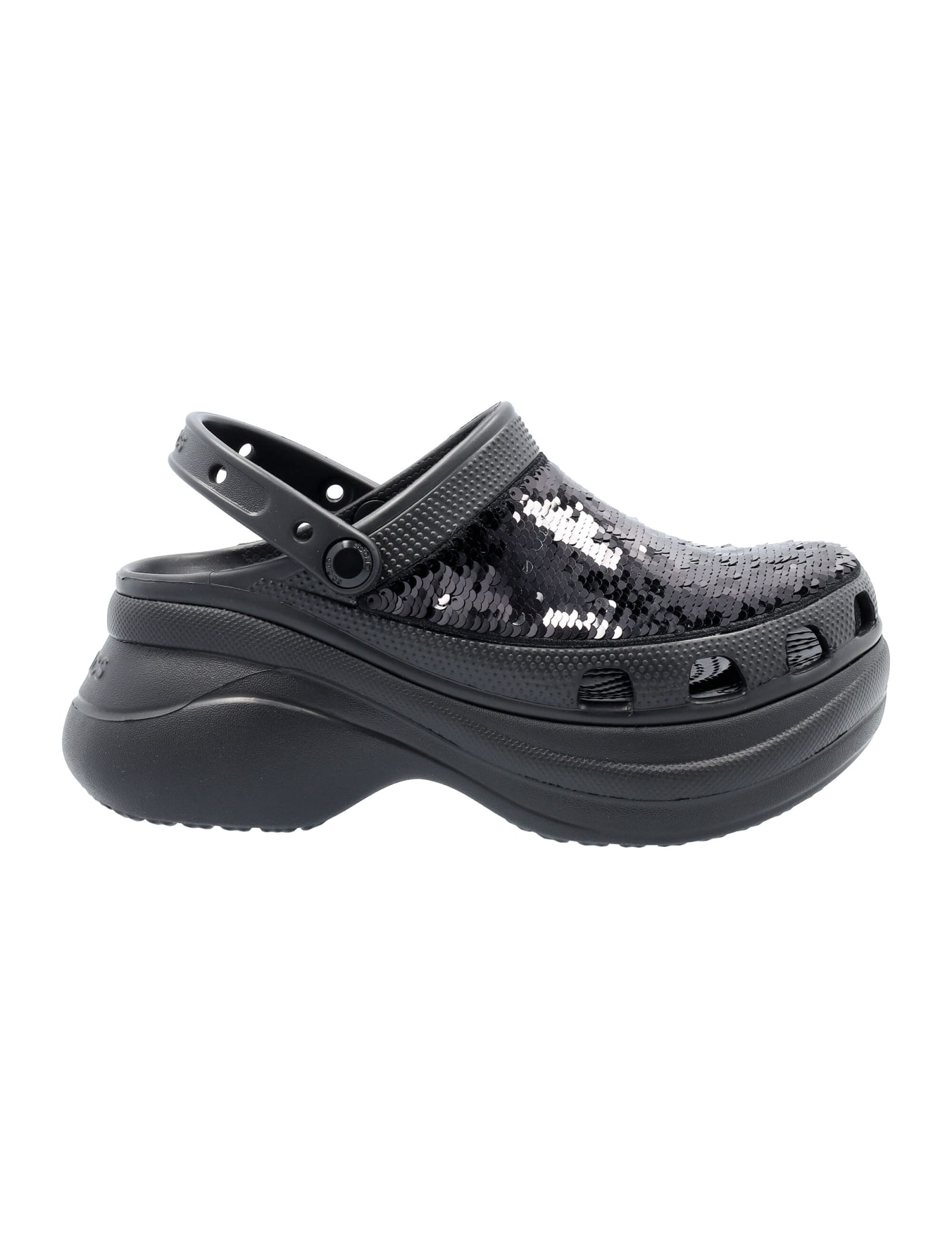 womens black glitter crocs