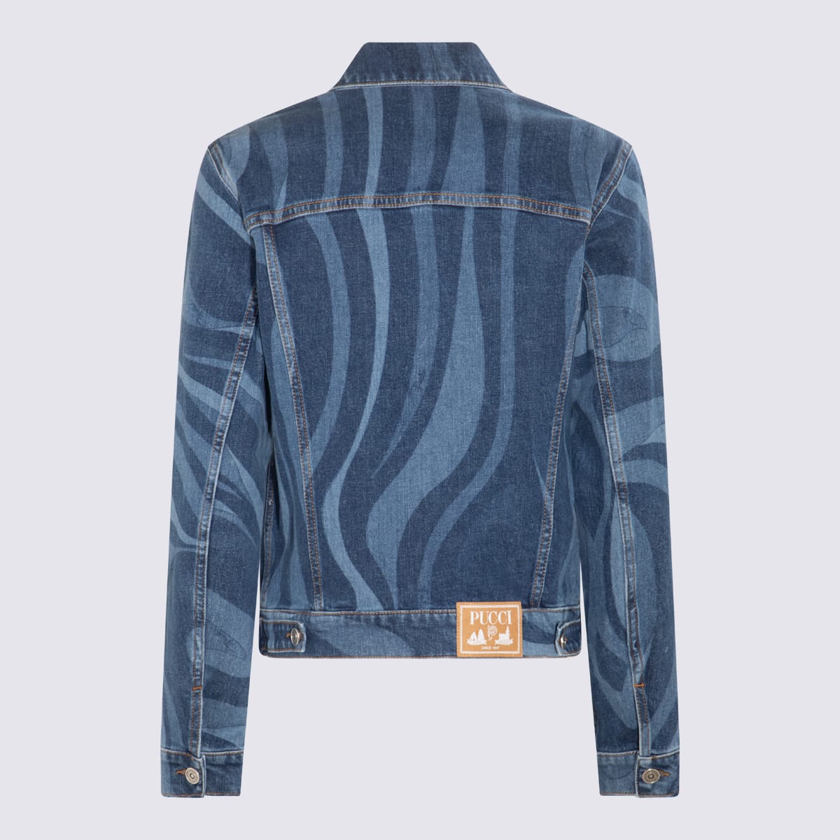 Shop Pucci Light And Dark Blue Cotton Blend Denim Jacket In Blu/celeste