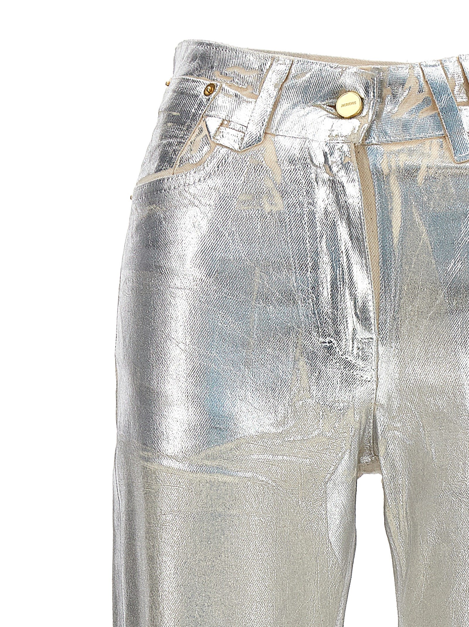 Shop Jacquemus Le De N Mes Court Articha Jeans In Silver