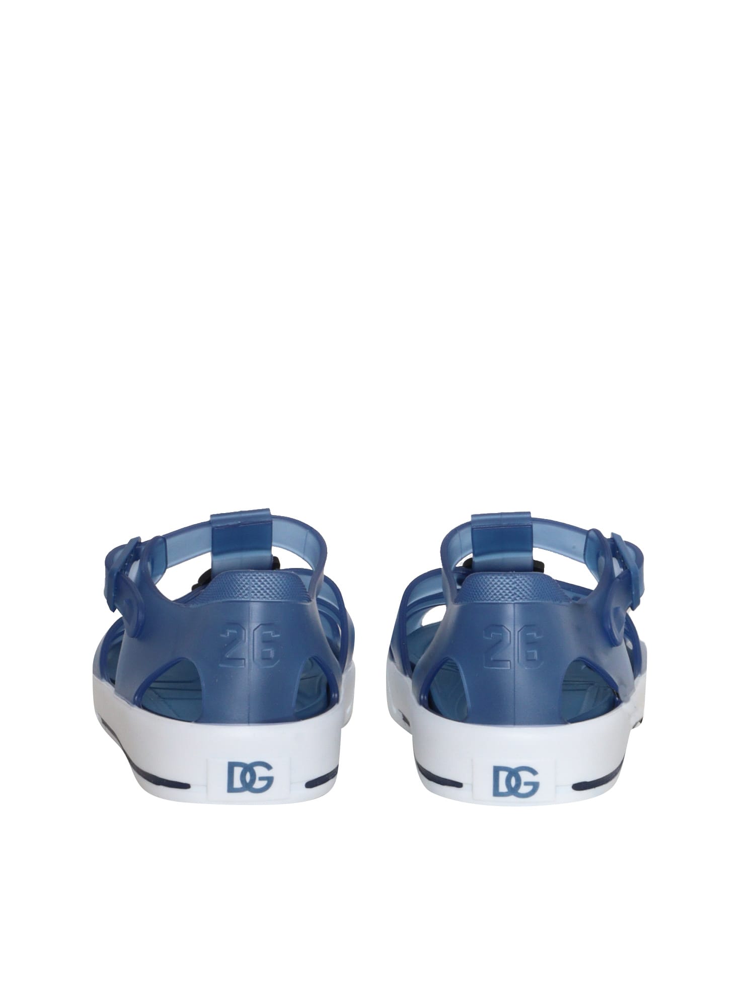 Shop Dolce & Gabbana Light Blue Spider Sandals