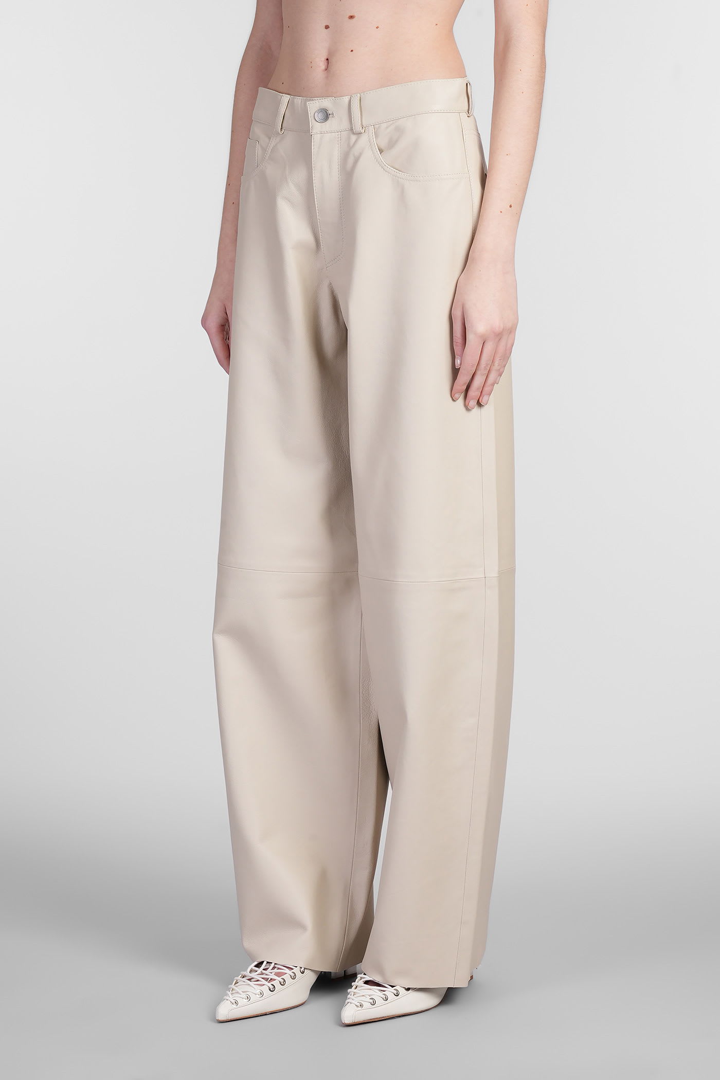 Haikure Bethany Pants In Beige Leather In Neutral