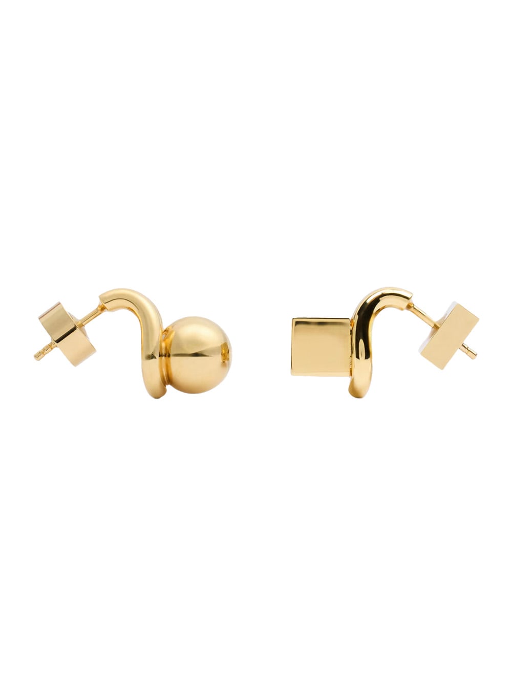 les Puces Nodo Metallic Earings With Rear Butterfly Closure And Rhinestoned Charm In Brass Woman