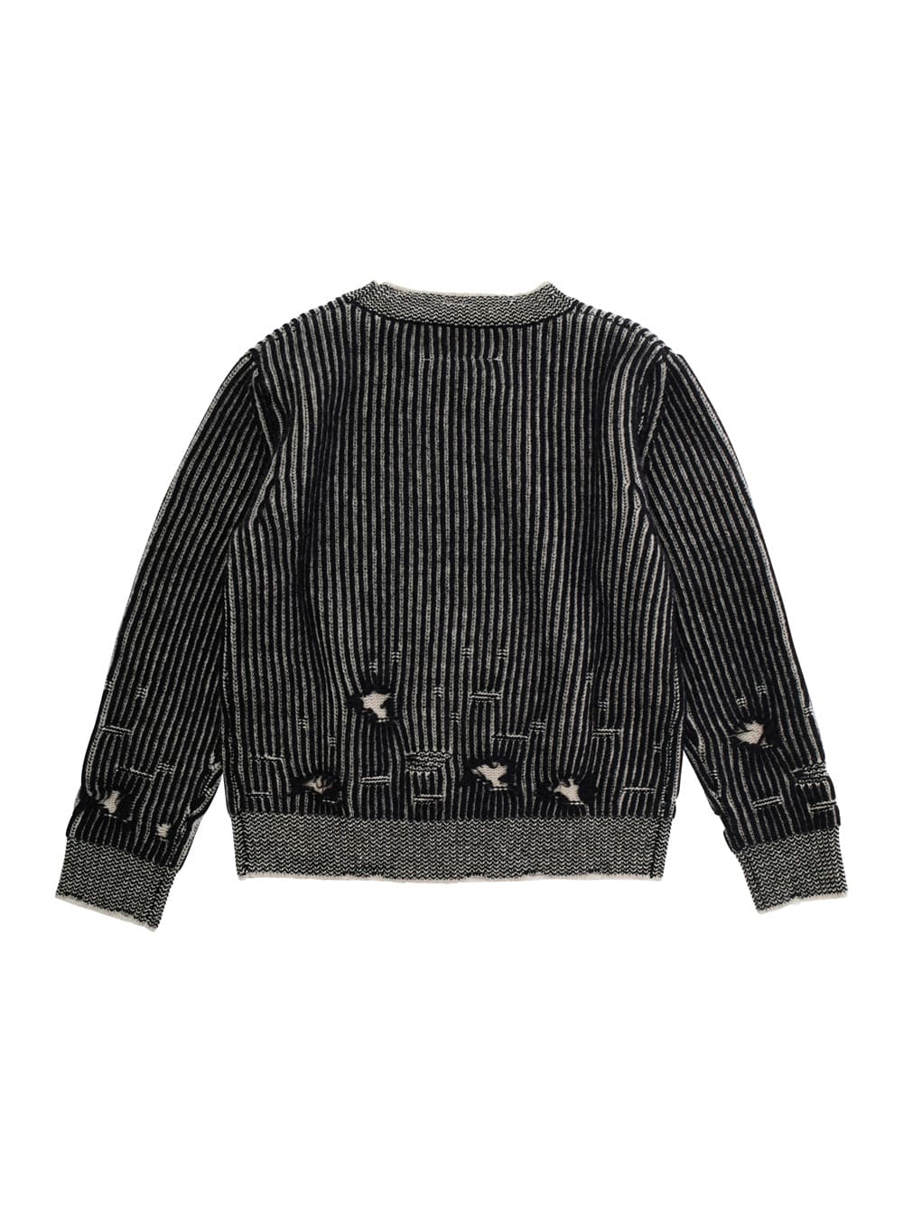 Mm6 Maison Margiela Distressed Wool Crewneck Sweater Kids In Gray