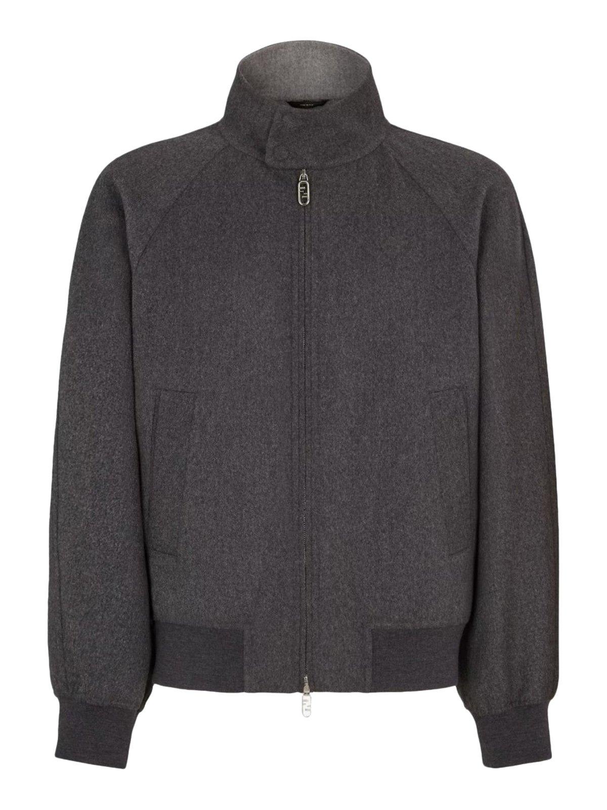 Shop Fendi Zip-up Jacket In Peltro