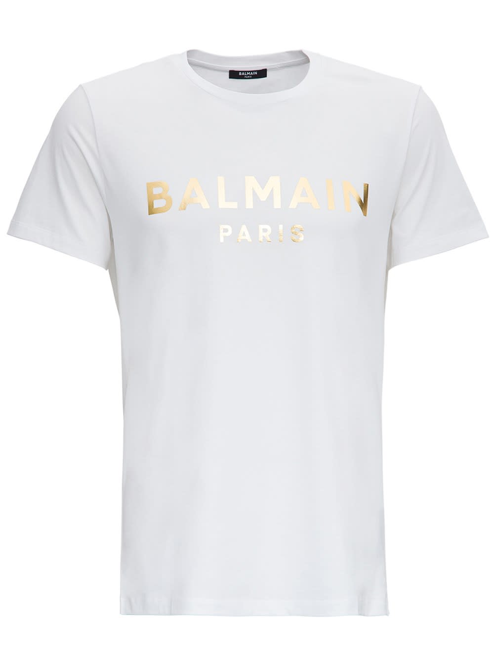 Balmain Cotton T-shirt With Laminated Logo Print