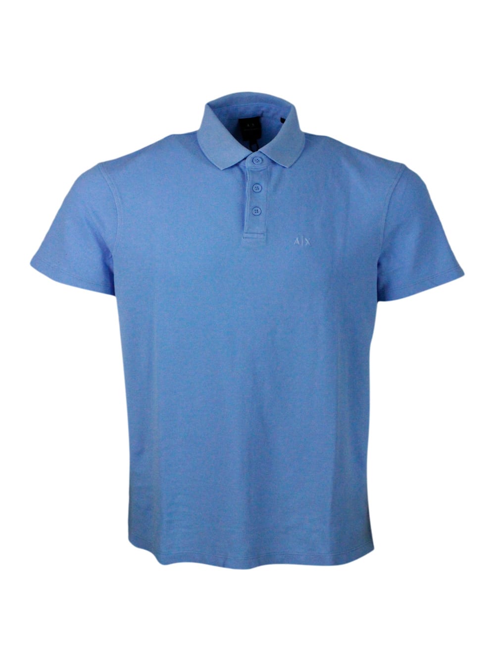 3-button Short-sleeved Pique Cotton Polo Shirt With Logo Embroidered On The Chest