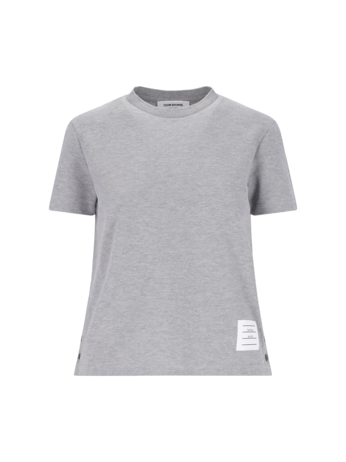 Shop Thom Browne Tricolor Detail T-shirt On The Back In Gray