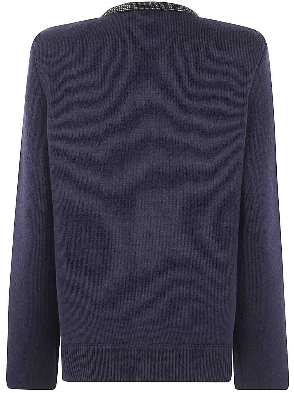 Shop Self-portrait Navy Embellished Knit Cardigan