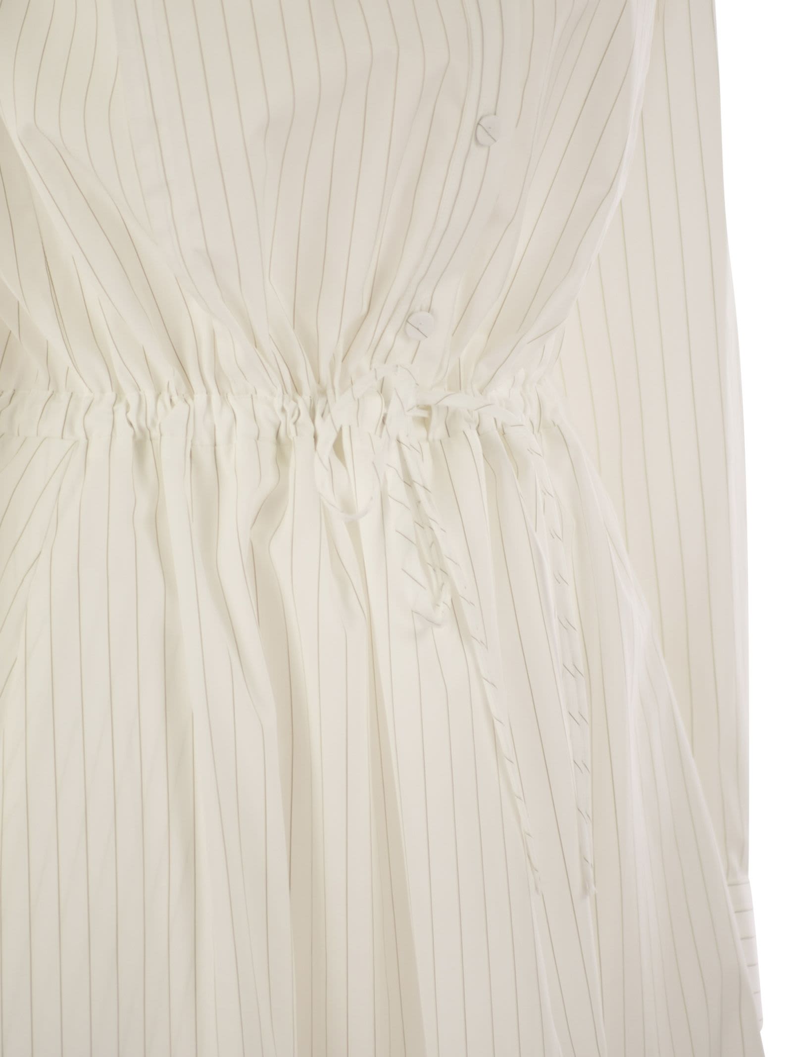 Shop Fabiana Filippi Long Cotton Chemisier Dress In White