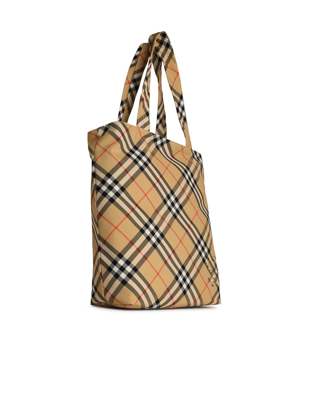 Shop Burberry Beige Polyester Blend Shopping Bag