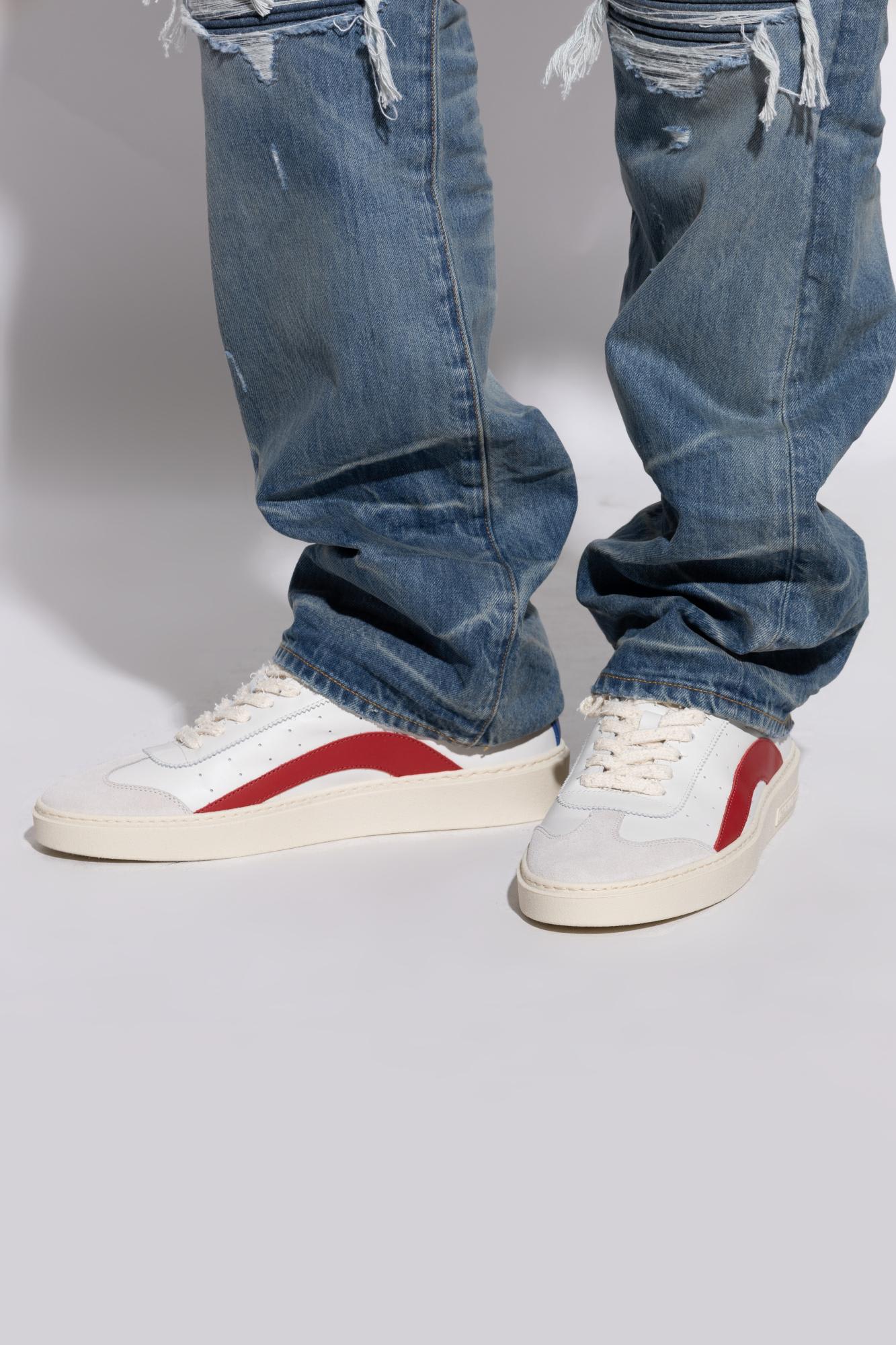 Dsquared2 Low-top Leather Sneakers Rubber Sole In Multi