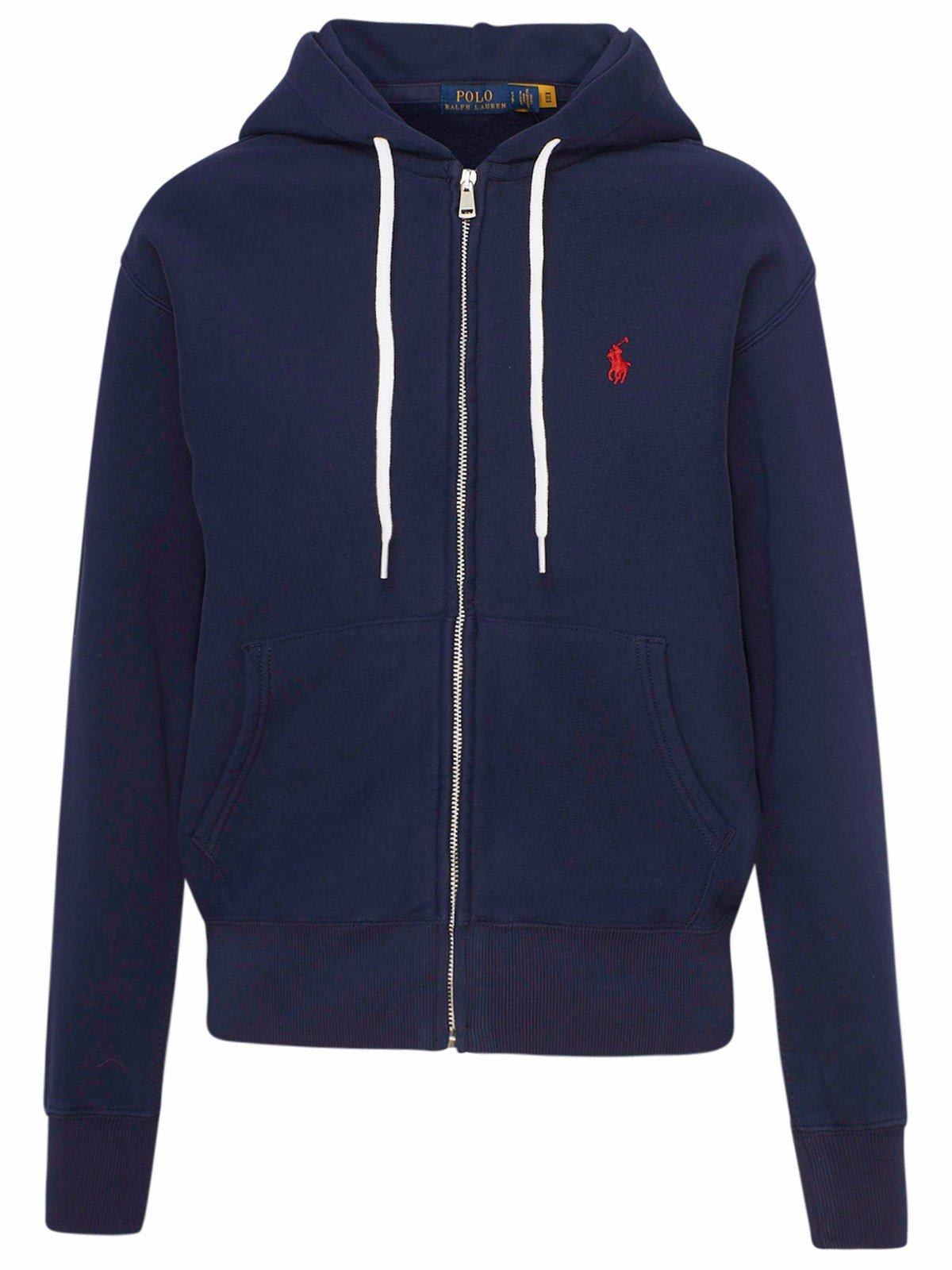 POLO RALPH LAUREN LOGO EMBROIDERED ZIPPED HOODIE