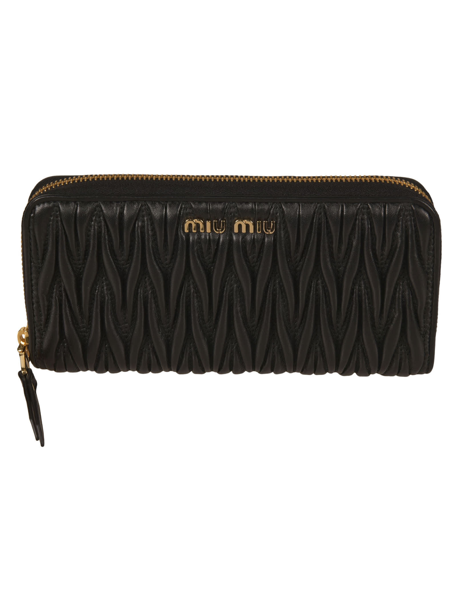 Miu Miu Metallic Logo Zip-around Wallet
