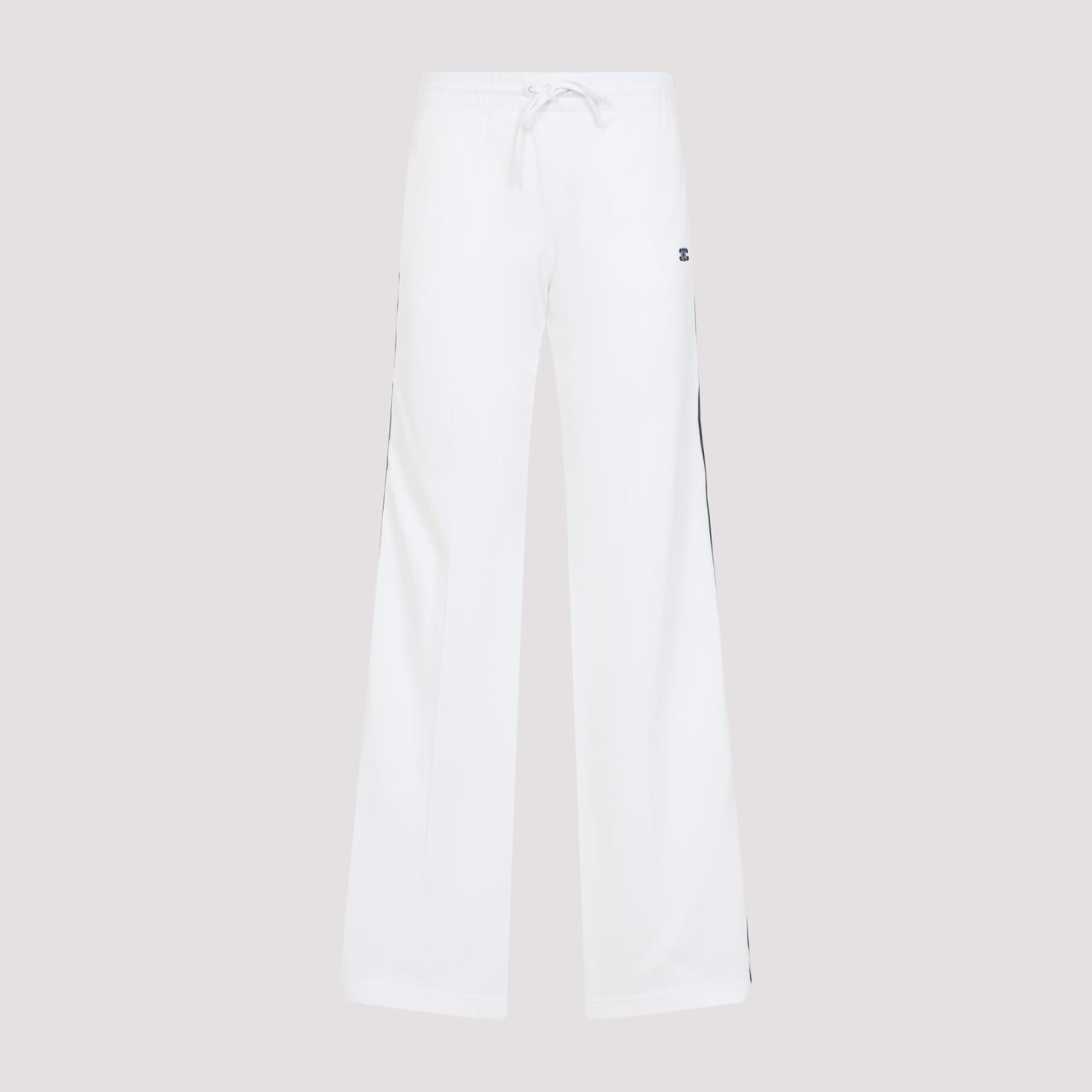 Celine Sporty Trousers With Drawstring Waist And Side Stripes In White