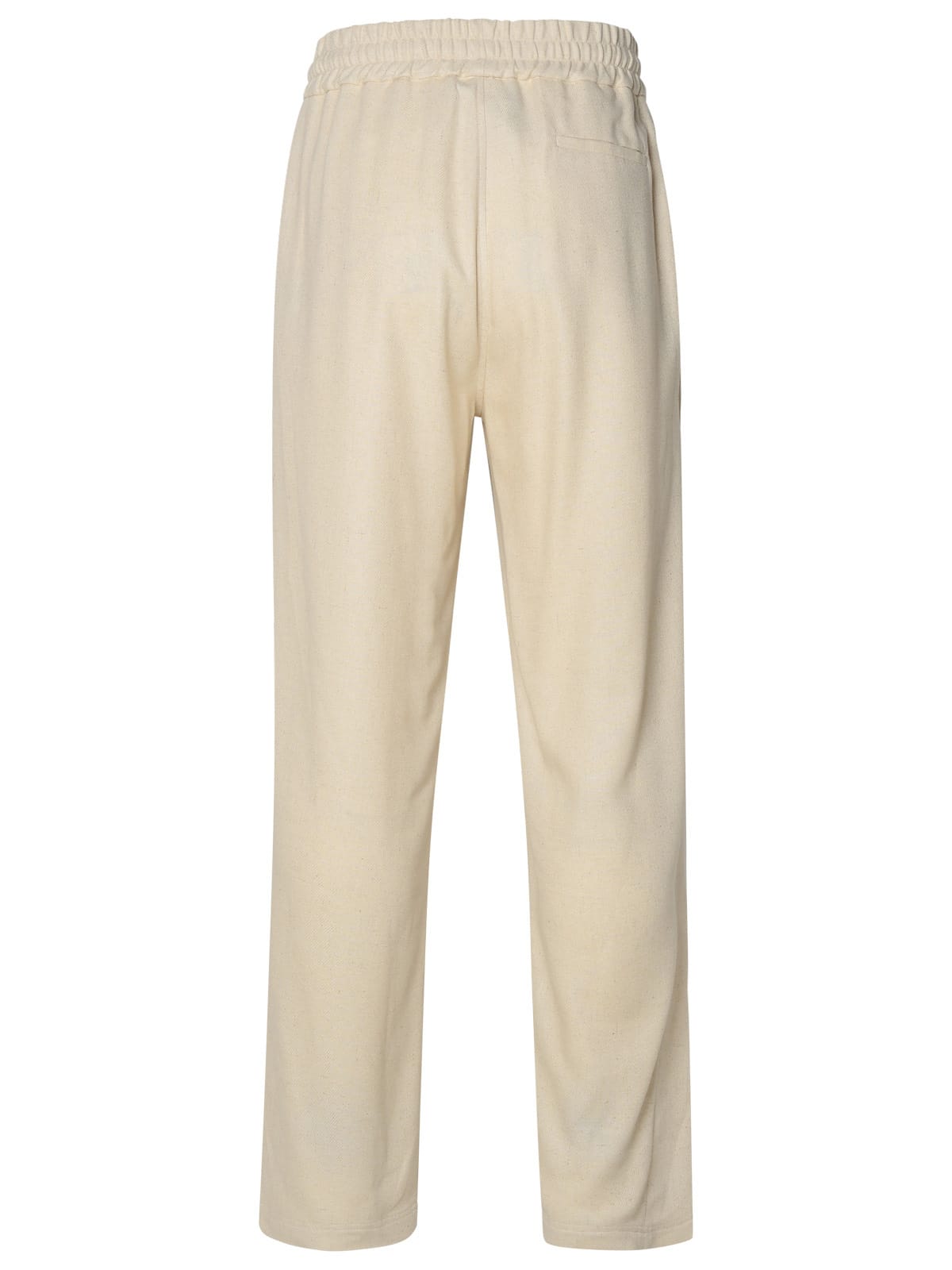 Shop Gcds Ivory Linen Blend Trousers In Bianco Sporco