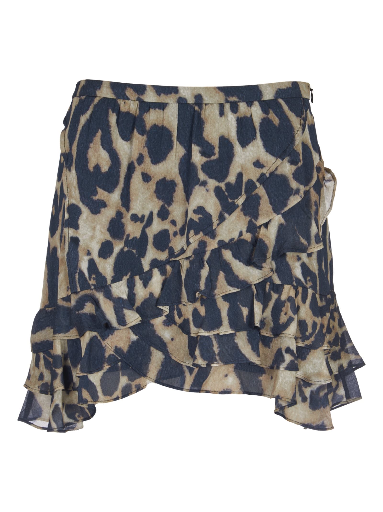 Ruffle Leopard Print Skirt