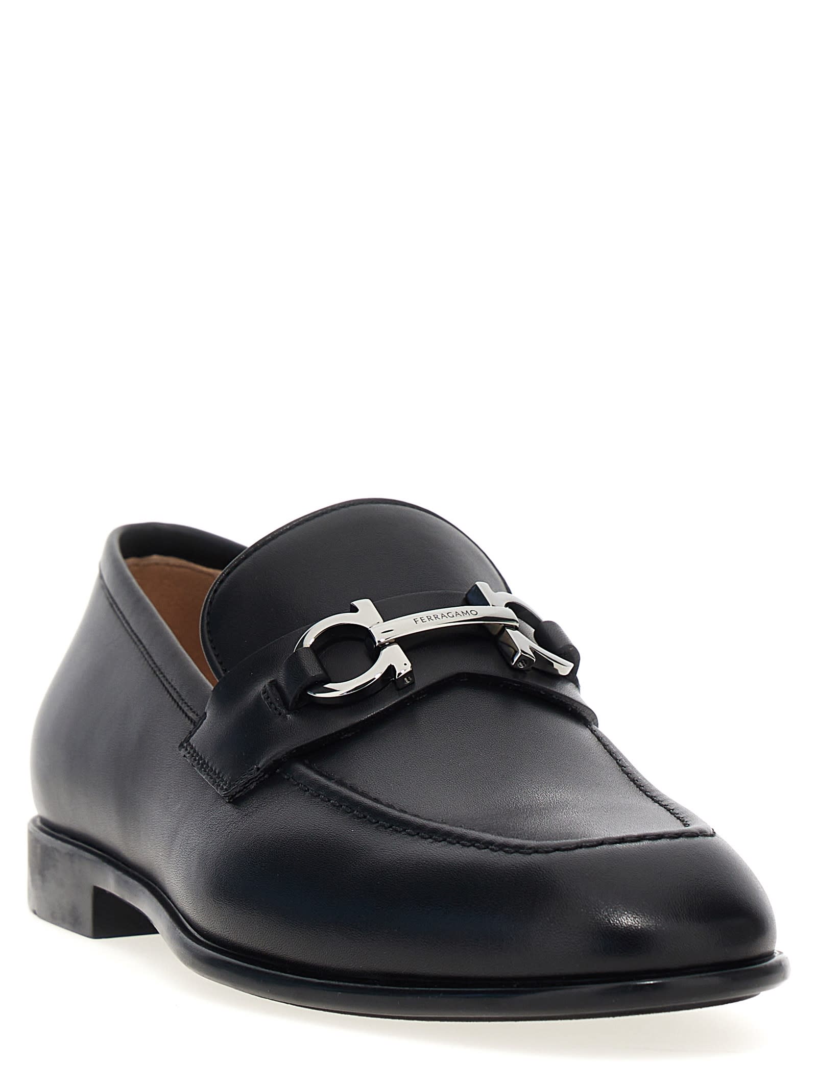 Shop Ferragamo Foster Loafers In Black