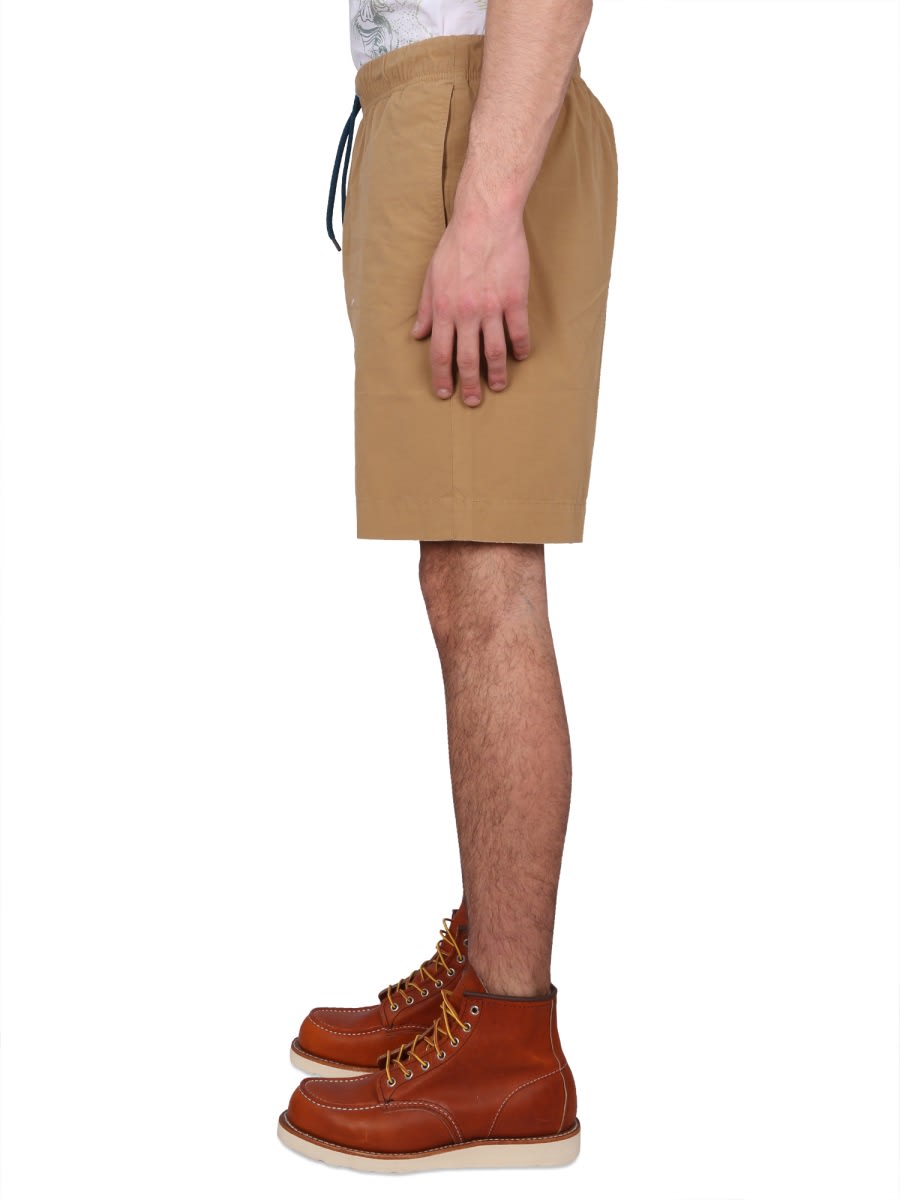 Ps By Paul Smith Ps Paul Smith Logo Patch Drawstring Deck Shorts In Beige
