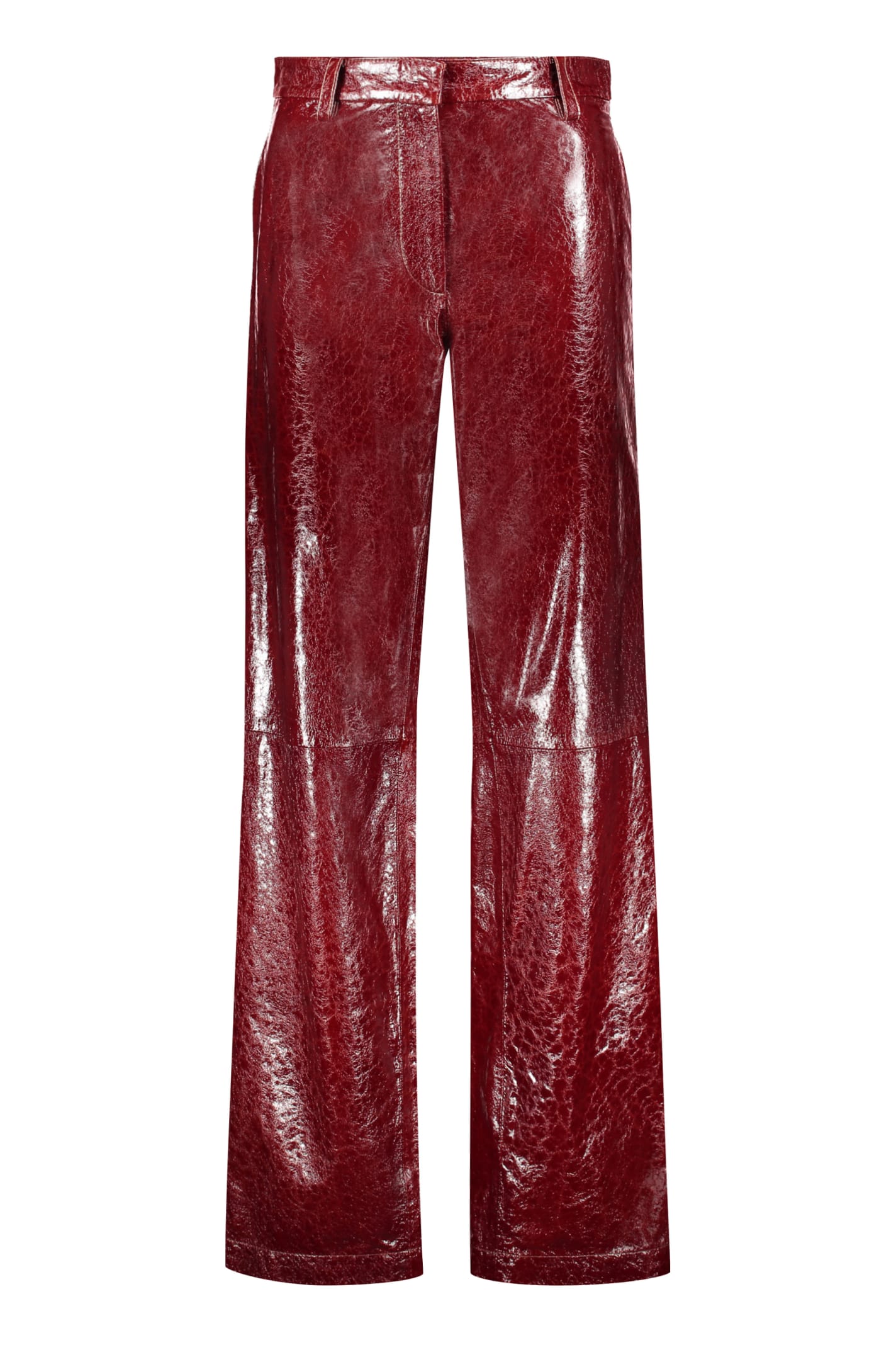 Missoni Leather Trousers In Burgundy