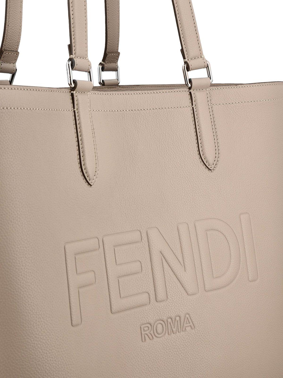 Shop Fendi Roma Logo Embossed Shopper Bag