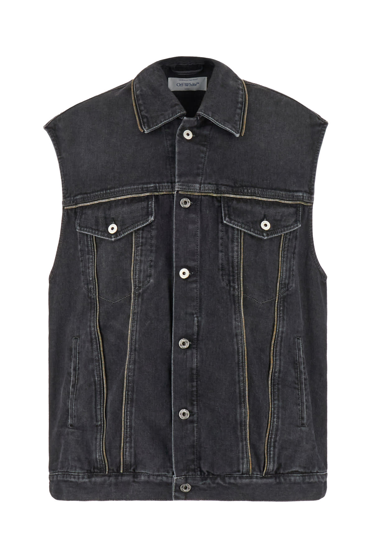 Dark Grey Denim Sleeveless Oversize Jacket