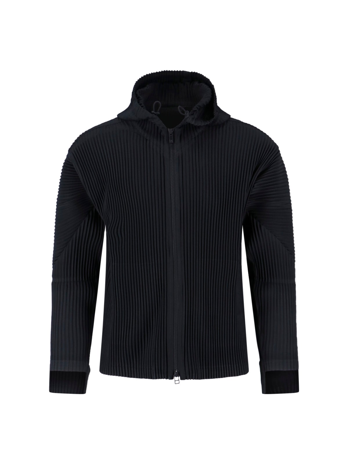 Issey Miyake Homme Plisse  Mens Monthly Colours April Pleated Zip-up Hoodie In Black