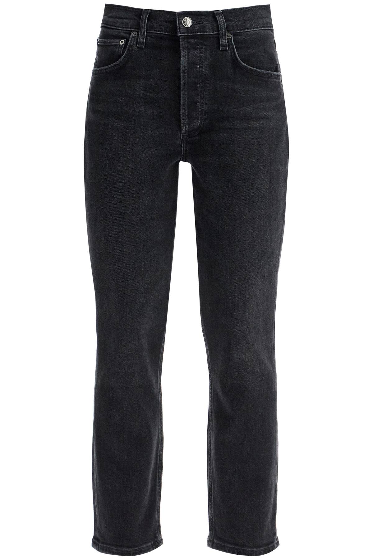 Shop Agolde Cropped Riley Jeans By In Panoramic (black)