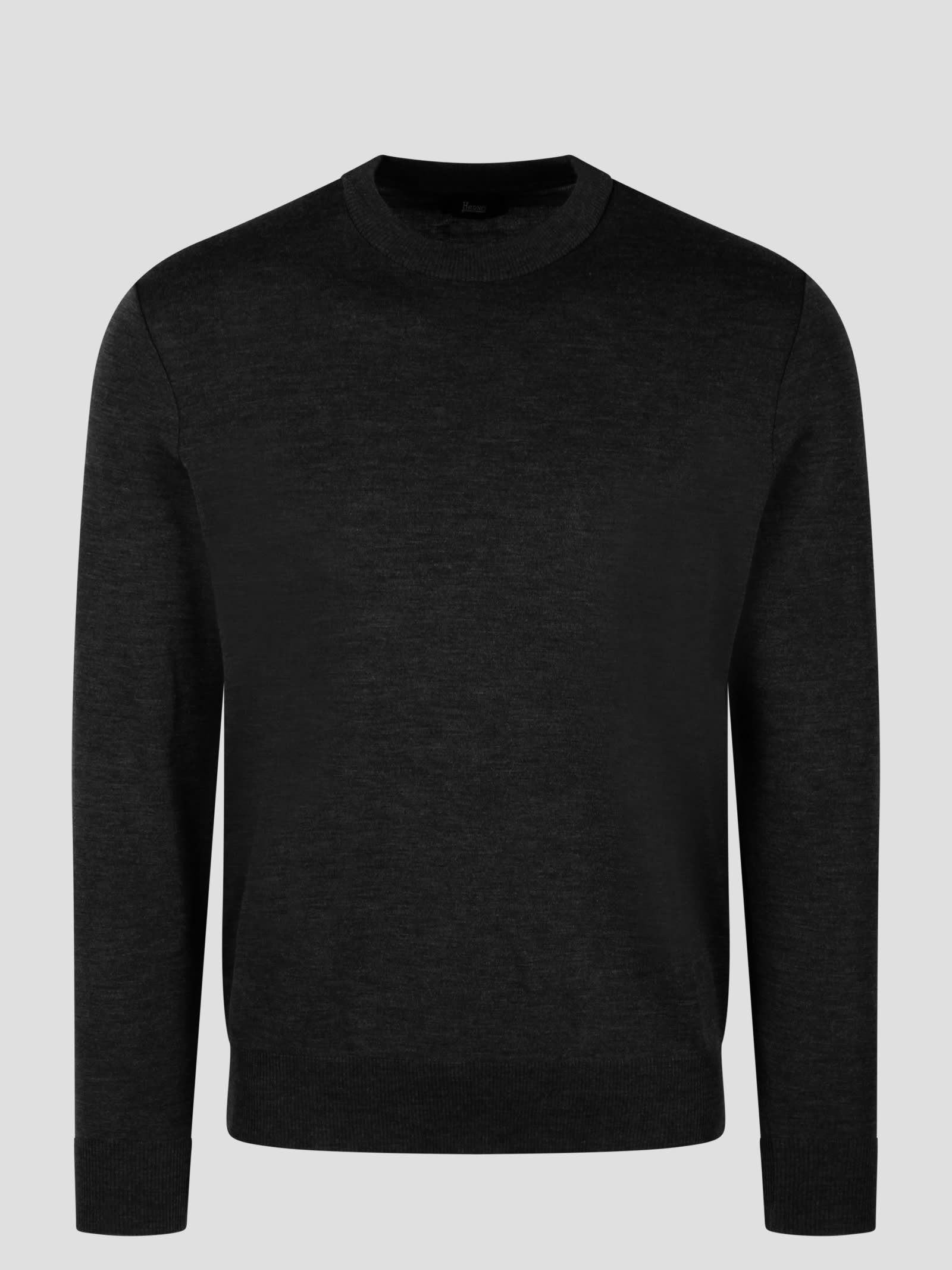 Shop Herno Round Neck Sweater In Black