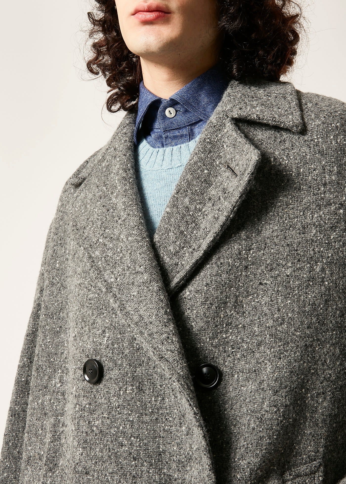 Doppiaa Aathene Grey Double-breasted Coat In Gray