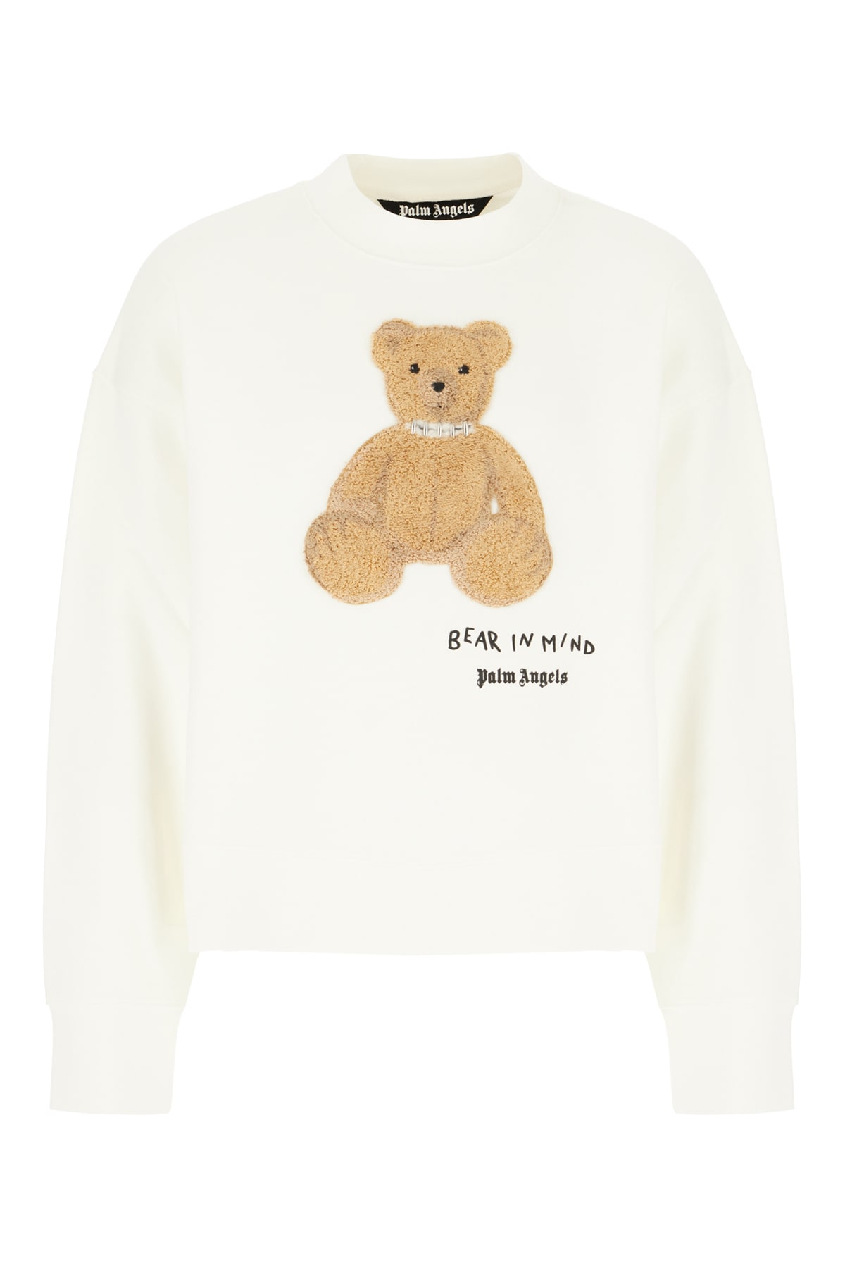 Palm Angels Ivory Cotton Sweatshirt In Off White Brown
