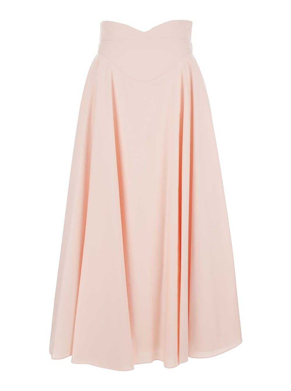 Alexander Mcqueen Long Pink High-waisted Skirt With Pleated Design In Cotton Woman