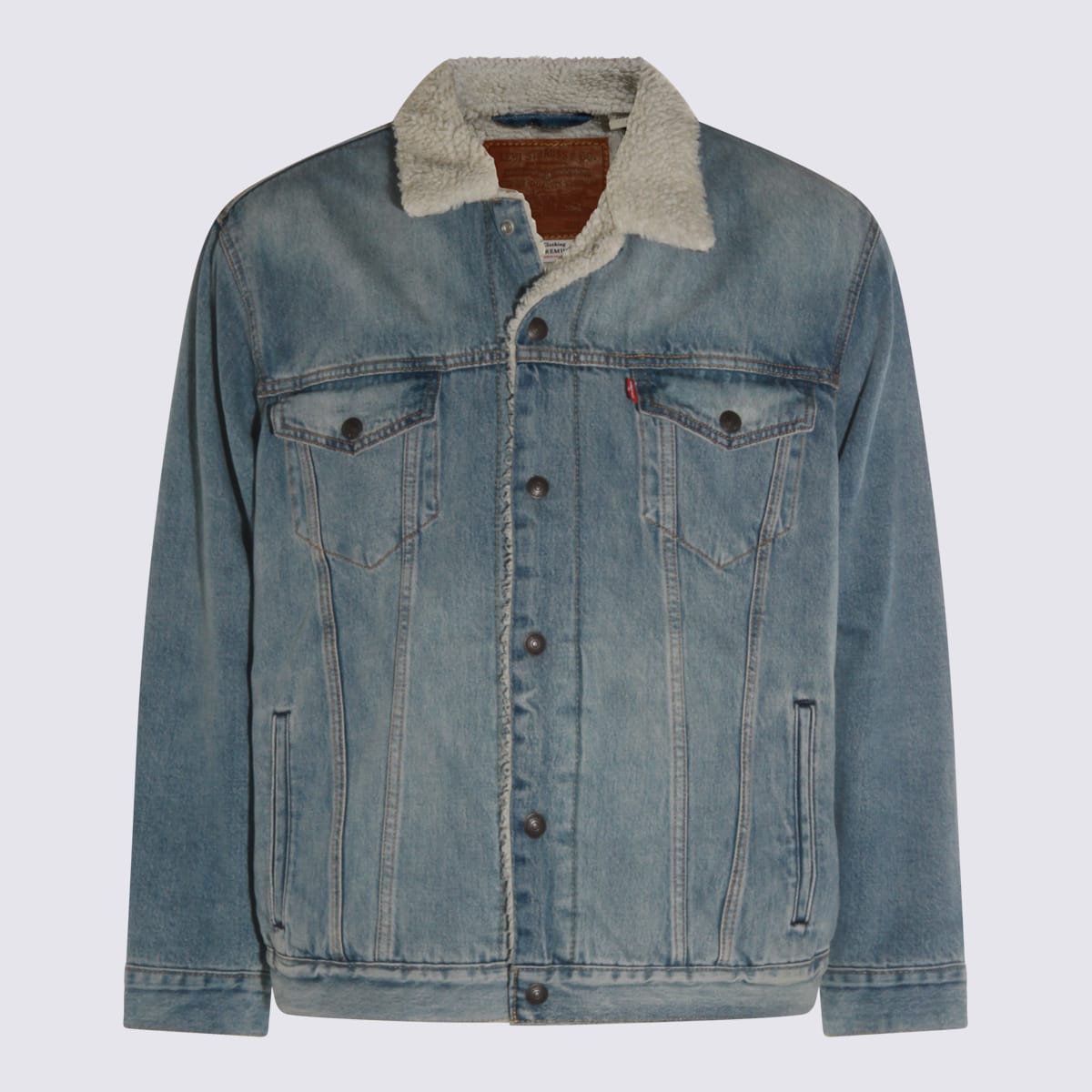 Levi's Blue Denim Type Ii Sherpa Trucker Jacket In Blue