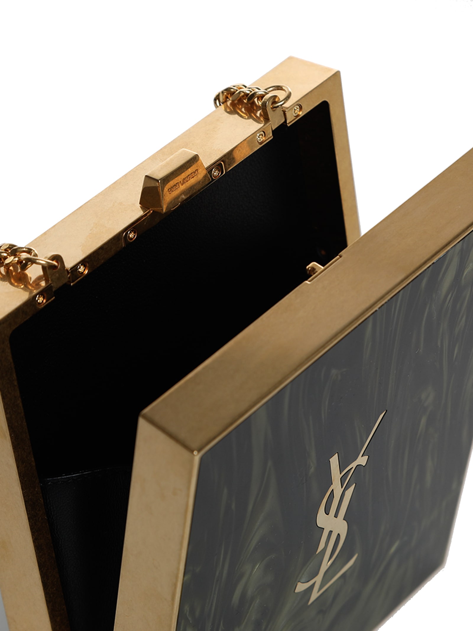 Saint Laurent Box Bag In Plexiglass And Metal In Green/gold | ModeSens