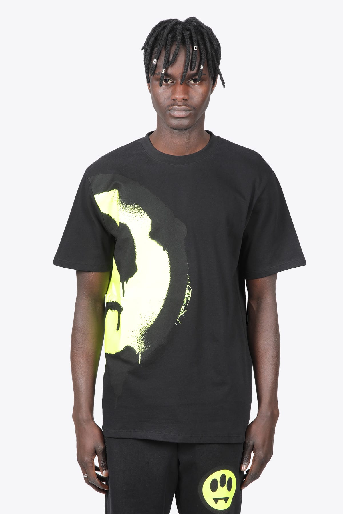 Barrow T-shirt Jersey Unisex Black cotton tshirt with side smile print