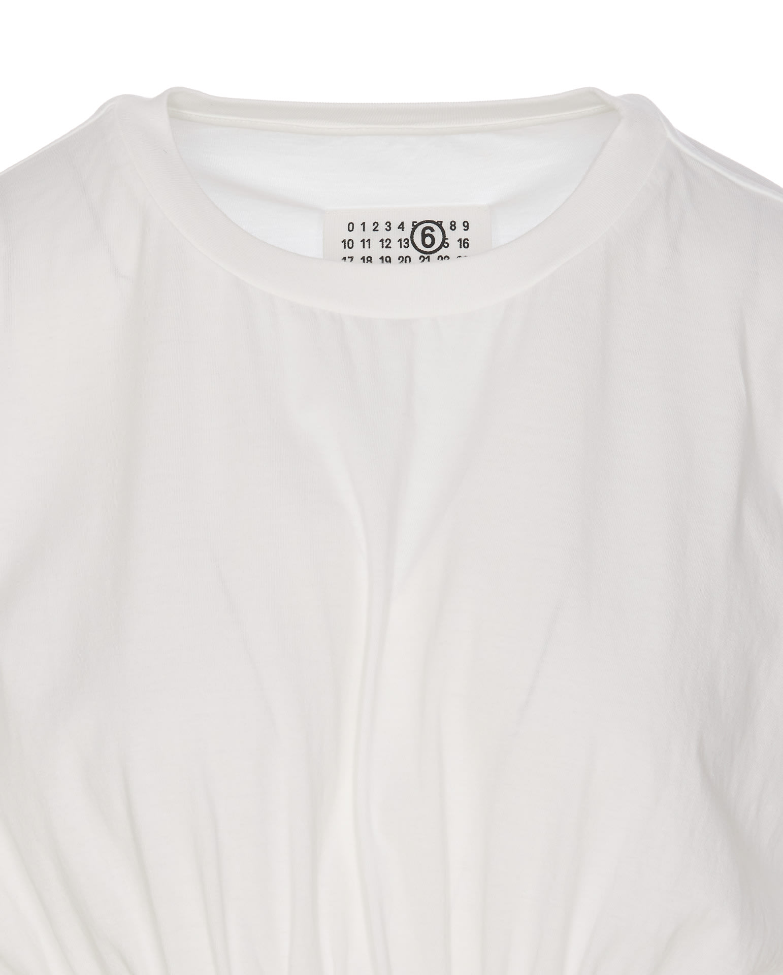 Mm6 Maison Margiela Crew-neck Cotton T-shirt Elastic Waistband In White