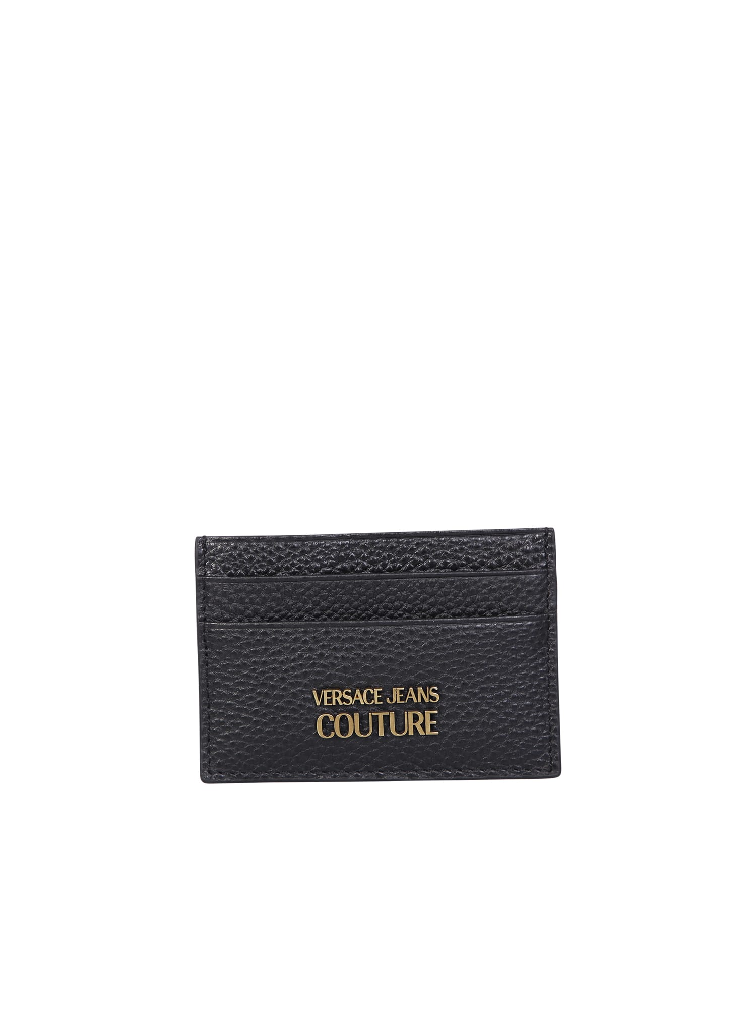 Versace Jeans Couture Leather Card Holder With Logo Black