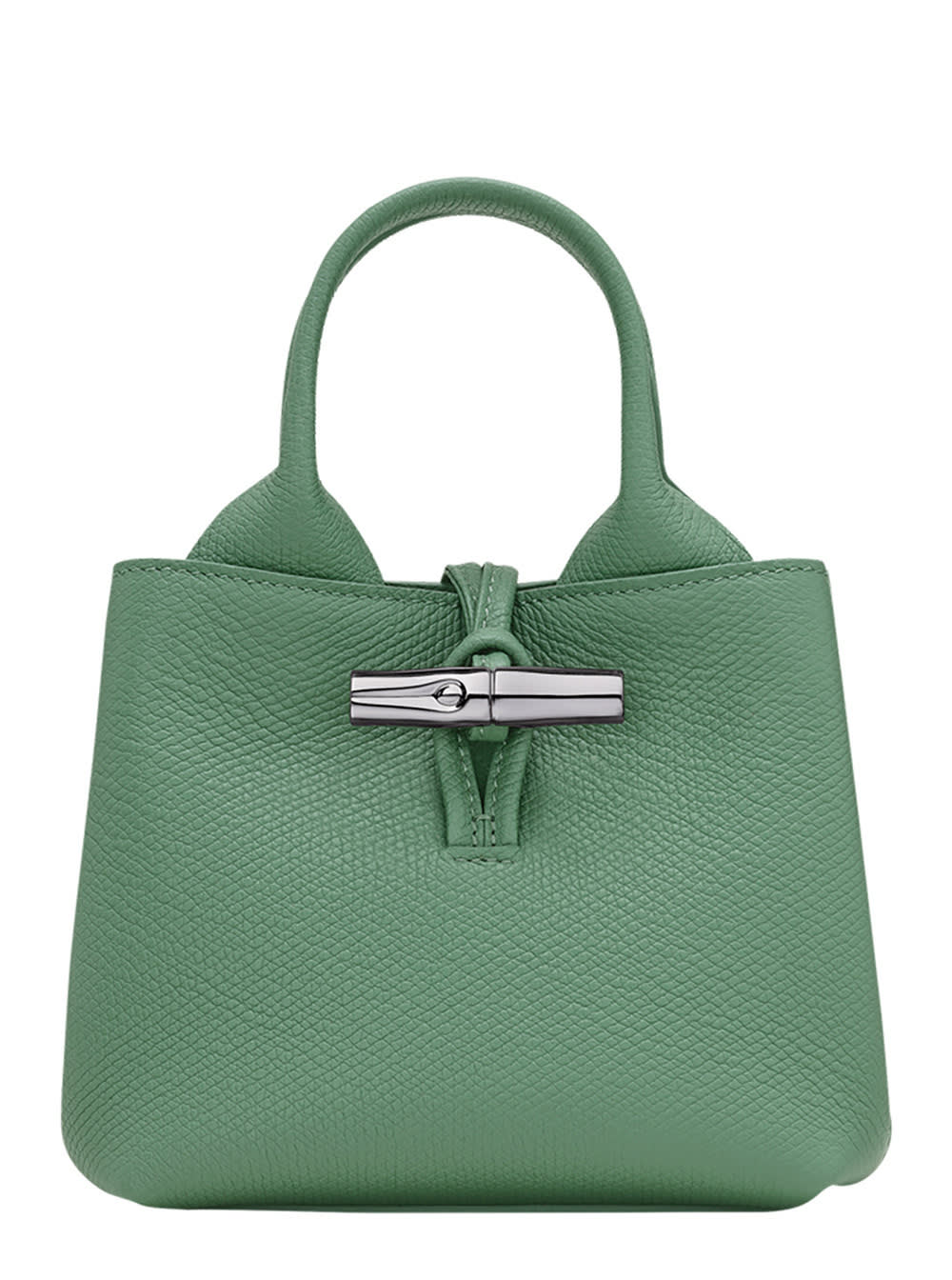 le Roseau Green Handbag With Toggle Closure In Grained Leather Woman
