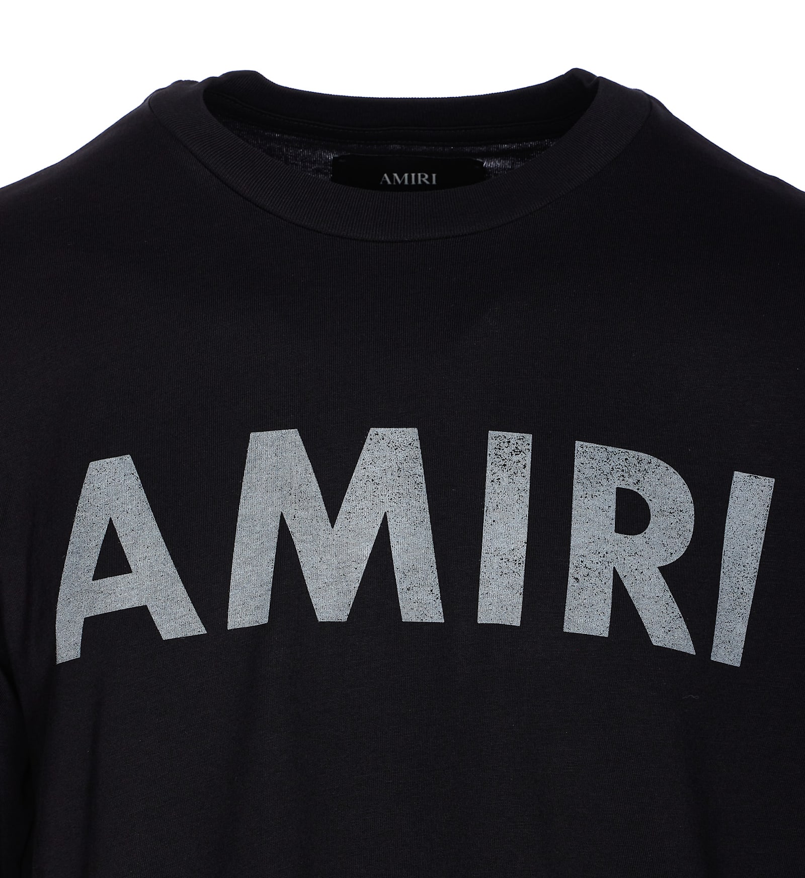 Amiri Black Cotton T-shirt With Bold Logo Statement