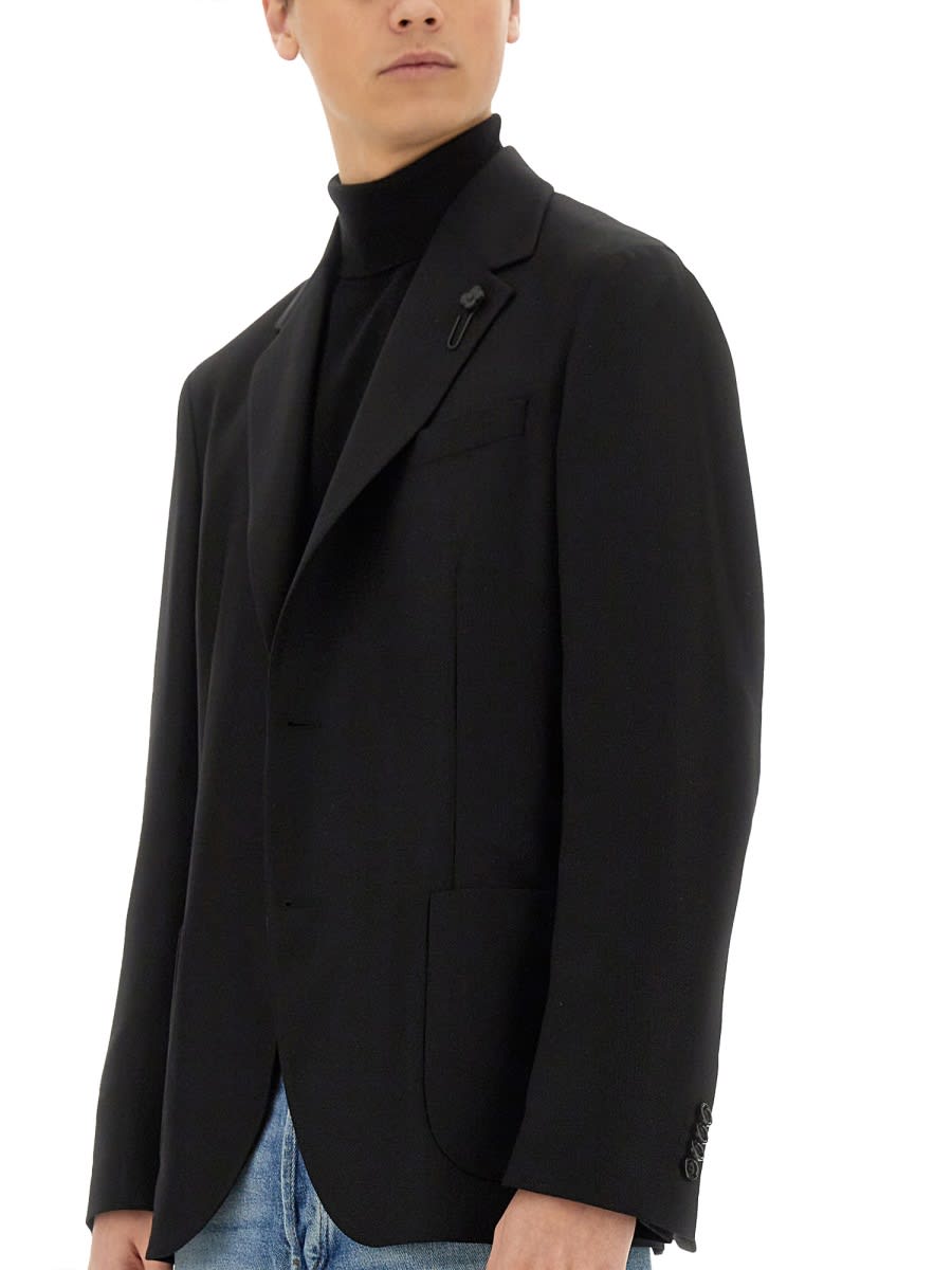 Lardini Tailored Single-breasted Jacket With Notch Lapel In Black