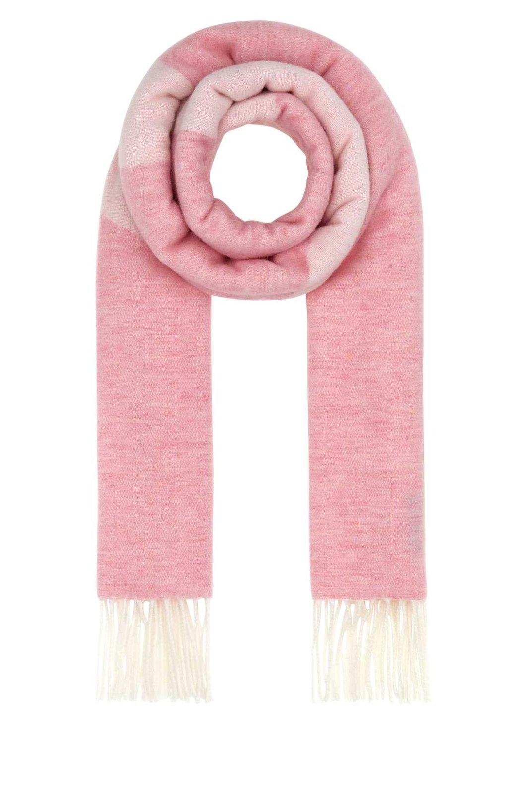 Shop Apc Logo Detailed Fringed Scarf Scarf In Rosa