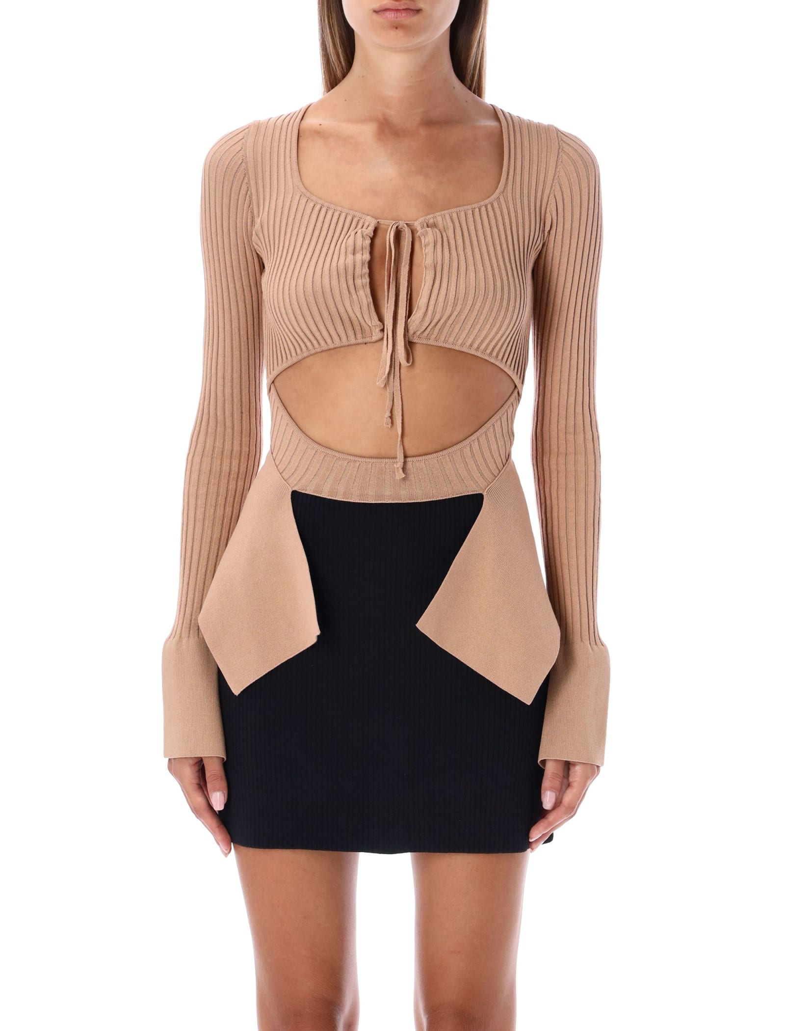 ANDREADAMO Ribbed Knit Cut-out Top