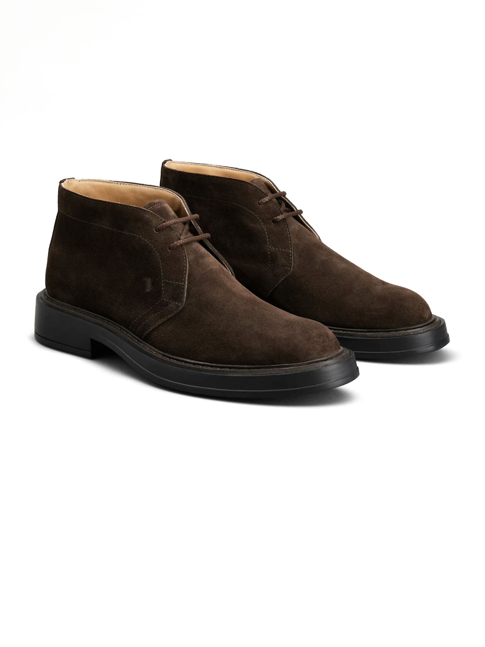 Tod's Brown Suede Desert Boots With Lace-up Closure And Gommini Sole In Brown