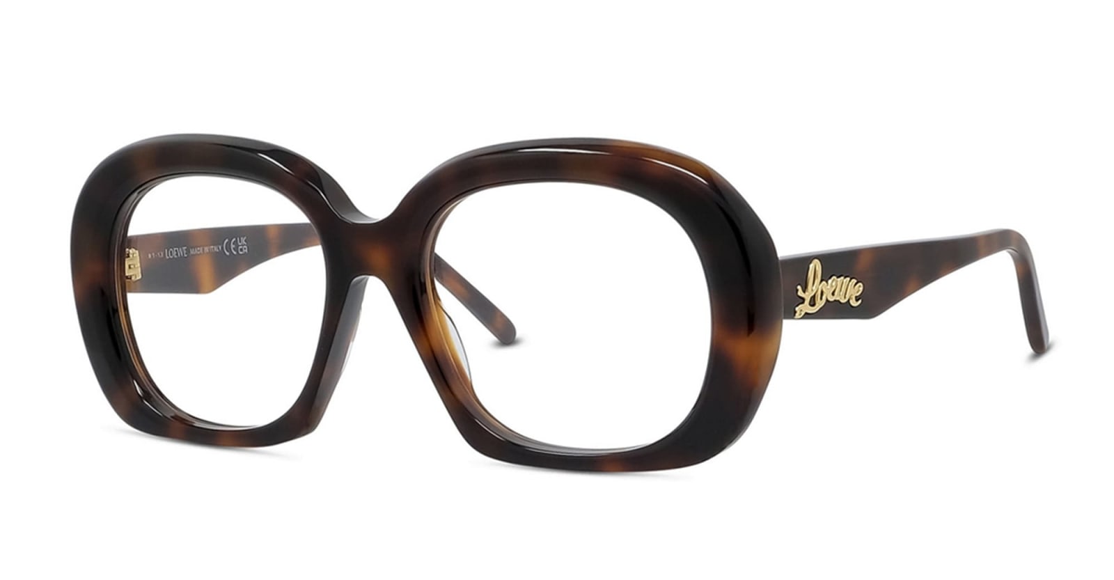 Shop Loewe Curvy Squared - Dark Havana Rx Glasses