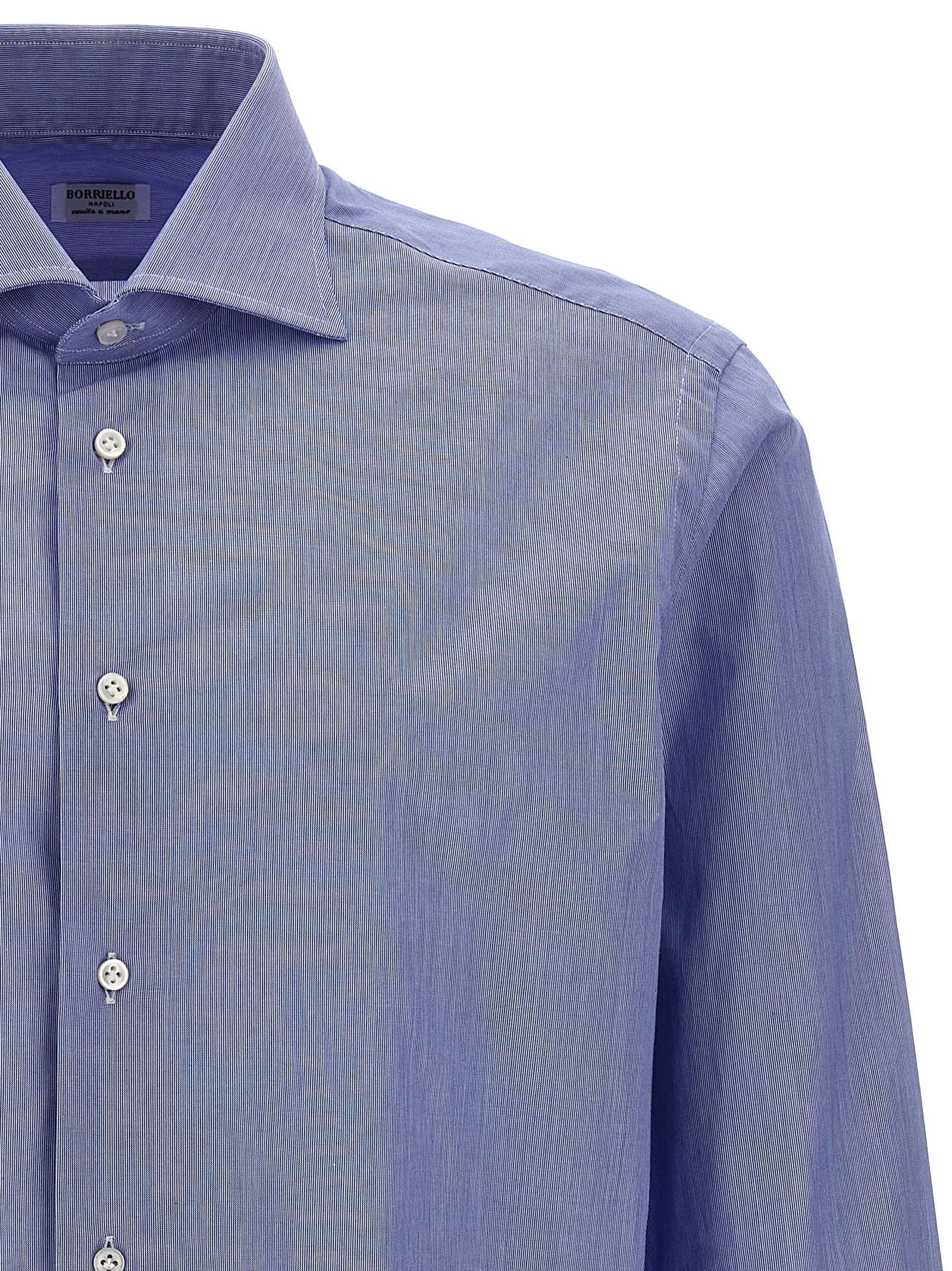 Shop Borriello Napoli Falso Unito Cotton Shirt In Light Blue