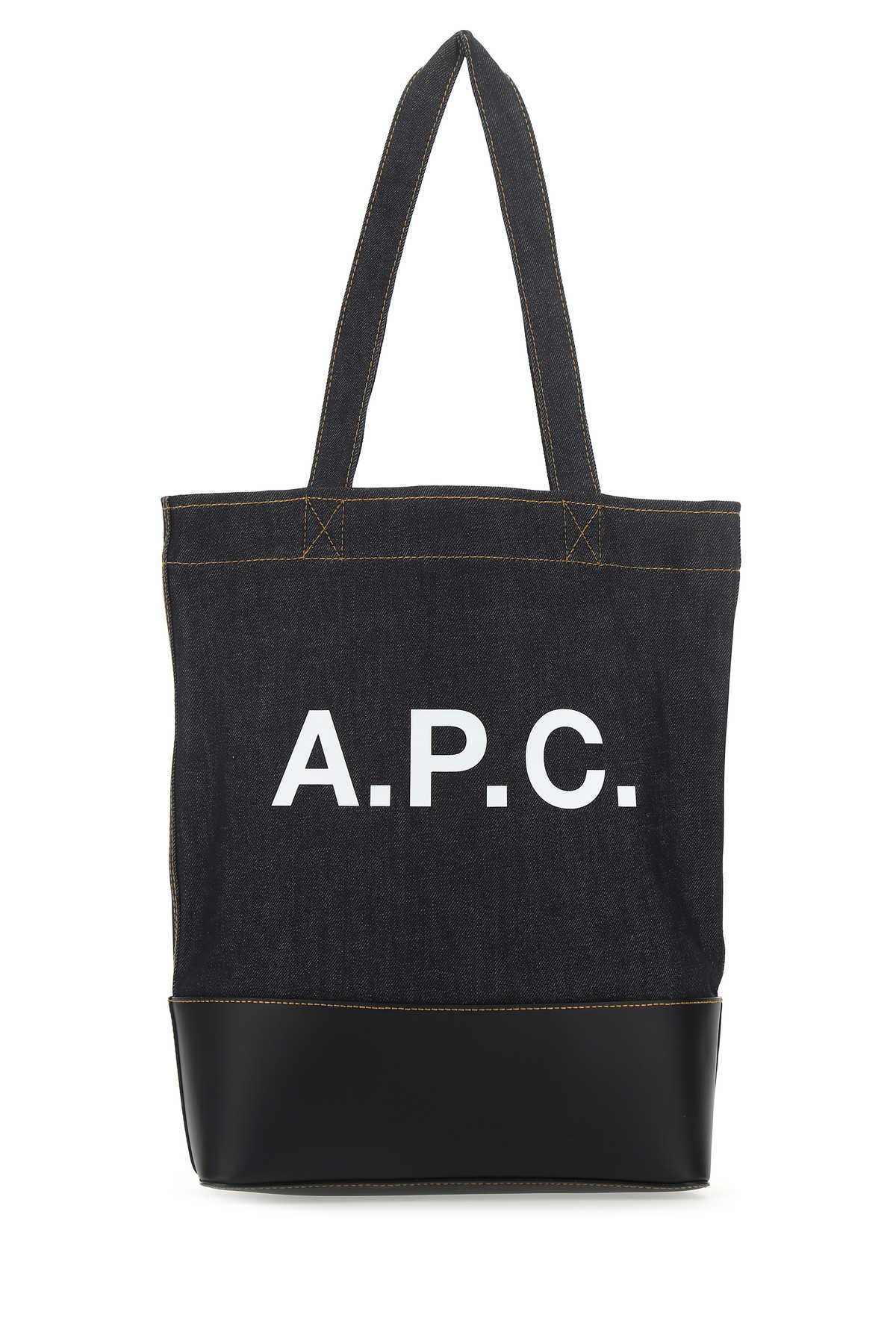 Shop Apc Blue Denim And Leather Shopping Bag In Iak