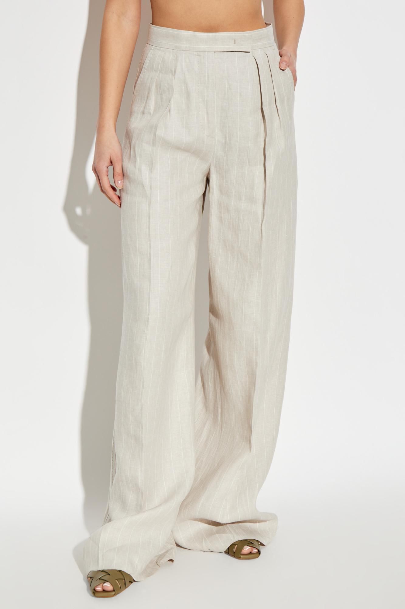 Max Mara Rauche Linen Trousers In White
