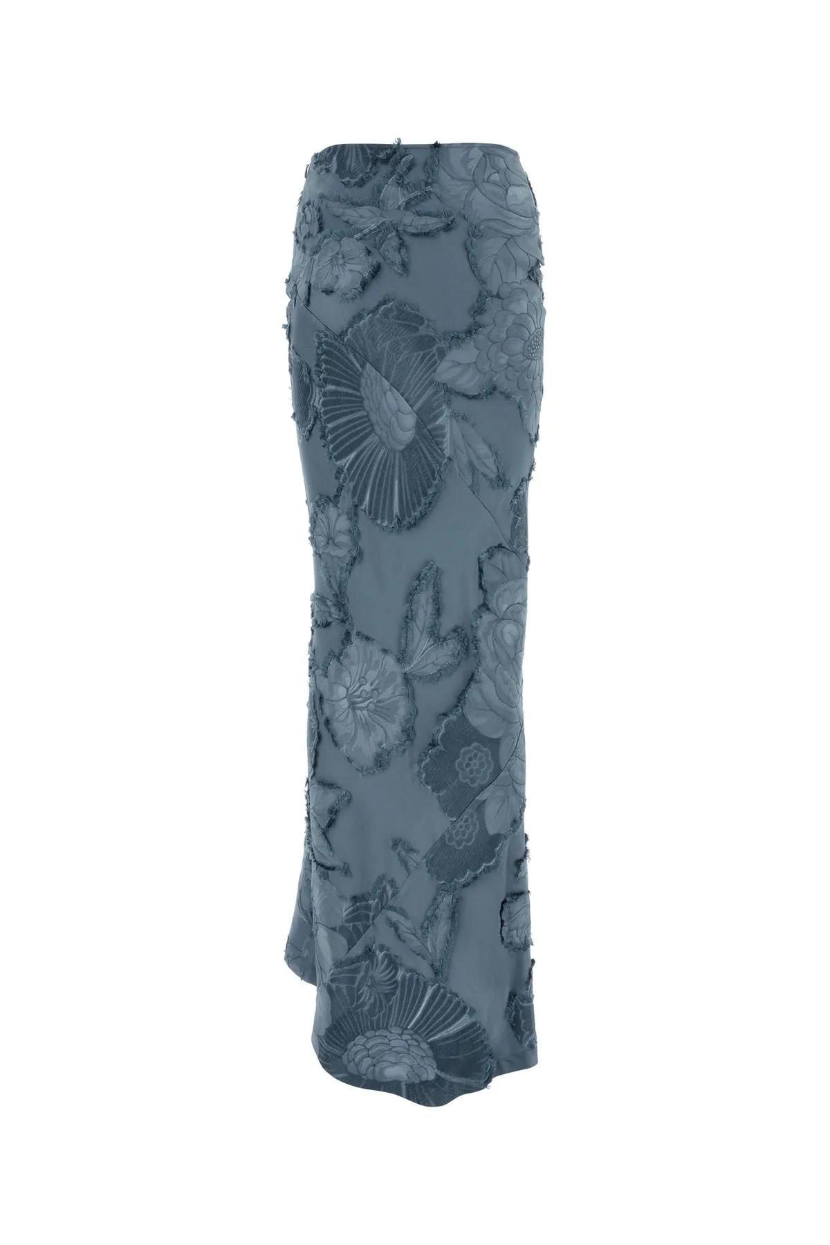 Shop Etro Air Force Blue Jacquard Skirt In Azzurro