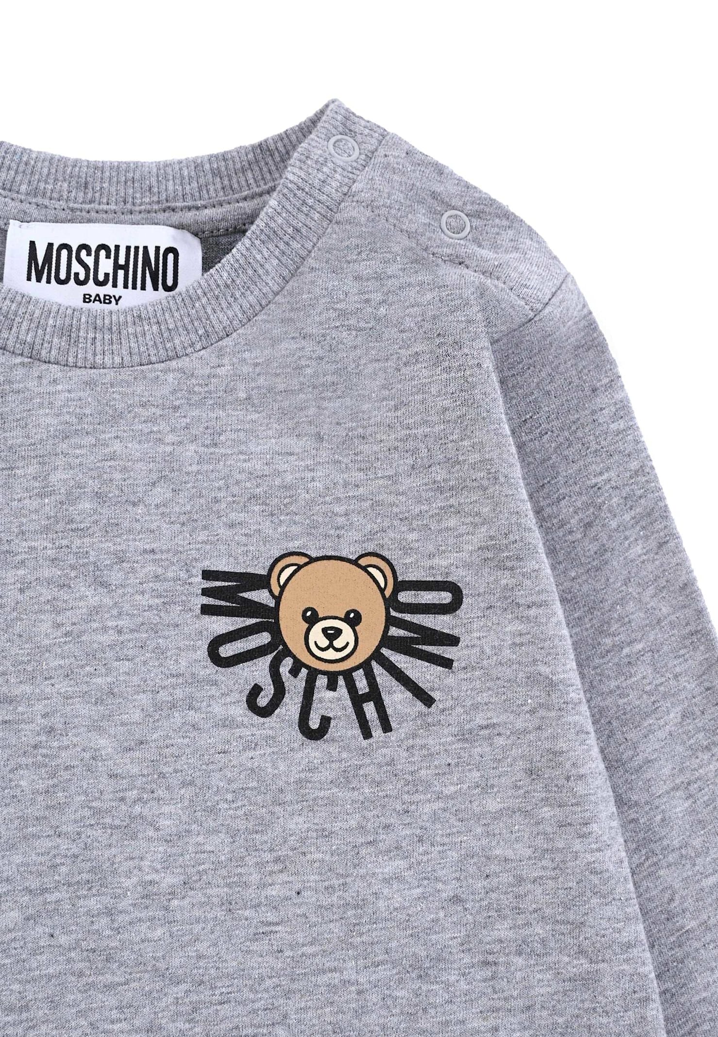 Moschino Grey T-shirt For Babykids With Teddy Bear In Gray