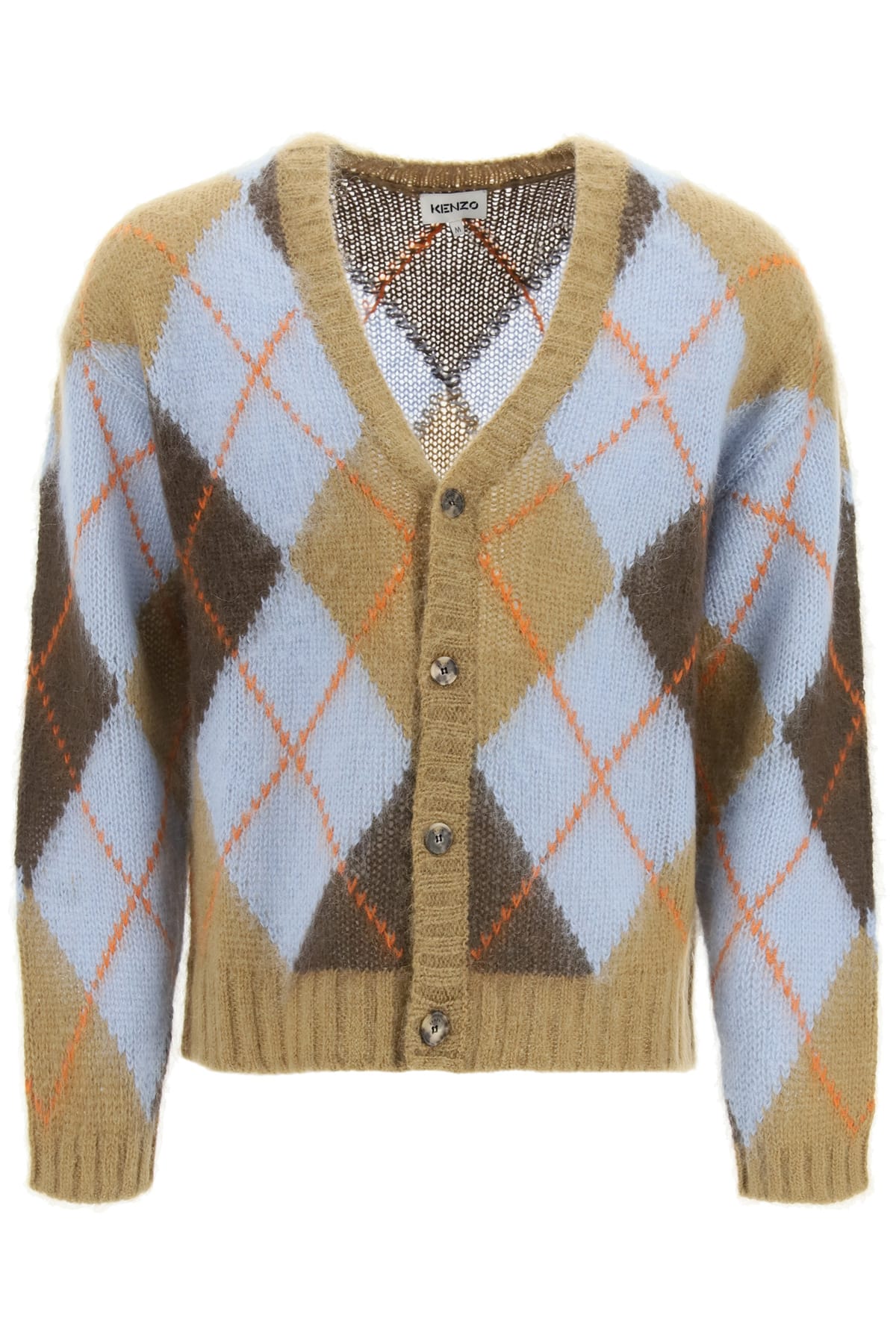 Kenzo Wool And Mohair Argyle Cardigan